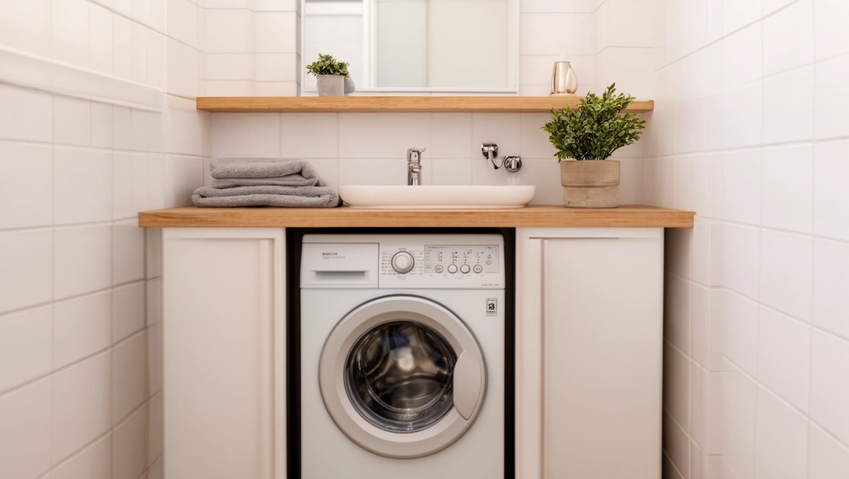 jak schować pralkę w małej łazience