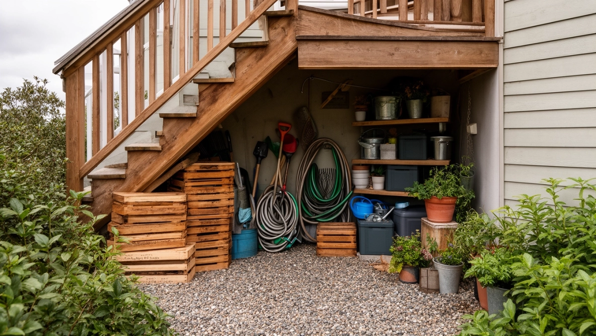 Schowek pod schodami na zewnątrz