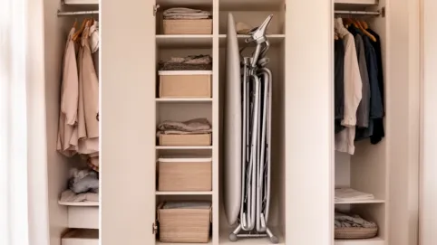 schowek na deskę do prasowania w szafie